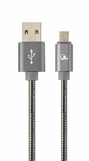 BlisterMicroUSB/USB2.0,2.0m,CablexpertPremiumspiralmetalmetallic-greyCC-USB2S-AMmBM-2M-BG