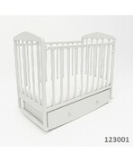 123001КроватьдетскаяБерёзкасмаятникомиящиком(автостенка,накладкаПВХ,белый)размерложа1200х600мм.