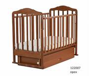 123007КроватьдетскаяБерезка(автостенка,закр.ящик,маятник,накладкаПВХ,орех)размерложа1200х600мм.