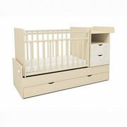 550039-1КроватьдетскаяСКВ-5Жираф,опуск.бок.,маятник,полка,3ящика,бежевый+белыйРазмерложа1200х600мм.