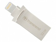 ФлешкаTranscendJetDriveGo500,32GBLightning+USB3.1,SilverPlating,MetallicCase