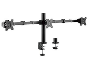 BrateckLDT33-C036TripleMonitorsSteelArticulatingMonitorArm,for3monitors,Clamp-on,17"-27",+25°~-25°tilt;+90°~-90°swivel;360°rotate,VESA:75x75,100x100,ArmExtend:640mm,WeightCapacityperscreen7Kg