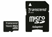 16GBMicroSDHC(Class10),SDadapter,Transcend"TS16GUSDHC10"(R/W:20/16MB/s)