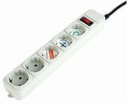 GembirdSurgeProtectorSPG3-B-10C,5Sockets,3m,upto250VAC,16A,safetyclassIP20,Grey