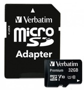 32GBmicroSDClass10A1UHS-I+SDadapterVerbatimPremiummicroSDXC,600x,Upto:90MB/s