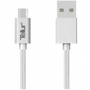 TELLURUSB-microUSBnylon1m,argintiu