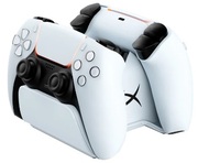 HyperXChargePlayDuoControllerChargingStationforPS5,White,Quicklycharges2xDualshock4viaEXTport,3-Levelbatteryindicatorsdisplaychargingstatus,Convenientandsecuredockingwithstabledesign