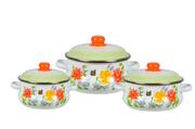 Наборкастрюль(2л/3л/4л)ЦветочныйбелыйСтальэмаль7KT131M-1