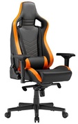 LumiPremiumGamingChairwithHeadrest&LumbarSupportCH06-34,Black/Orange,PVCLeather,4DArmrest,SteelFrame,350mmNylonPlasticBase,PUCaster,80mmClass4GasLift,WeightCapacity180Kg