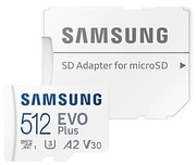 512GBSamsungEVOPlusMB-MC512KA/RUmicroSDXC(Class10UHS-IU3,A2,V30)withAdapter,TransferSpeedupto130MB/s(carddememorie/картапамяти)