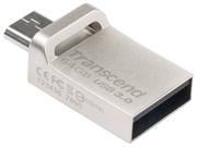 ФлешкаTranscendJetFlash880,64GB,USB3.0/Micro-USB,Silver,MetalCase