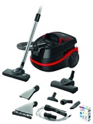 VacuumCleanerBoschBWD421POW,2100WPoweroutput,2.5Lcapacity,Normal/Carpetbrush,crevicenozzle,wetnozzle,furniturebrush,turbobrush,blackred