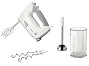 MixerBoschMFQ36470,500Wpoweroutput,5speedlevelspluspulselevel,2xdoughhook,2xbeater,stickmixerattachment,vanilla/silver