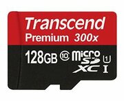 128GBMicroSDHC(Class10),SDadapter,UHS-I,300X,Transcend"TS128GUSDU1"Premium(R/W:90/45MB/s)