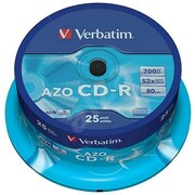 VerbatimDataLifePlusCD-RAZO700MB52XWIDEPRINTABLESURFACEIDBRANDED-Spindle25pcs.