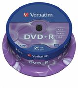 VerbatimDataLifePlusDVD+RAZO4.7GB16XMATTSILVERSURFAC-Spindle25pcs.