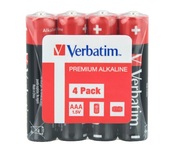 VerbatimAlcalineBatteryAAA,4pcs,PackShrink