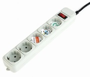 SurgeProtectorGembirdSPG3-B-15C,5Sockets,4.5m,upto250VAC,16A,safetyclassIP20,Grey