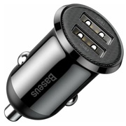 USBCarCharger-BaseusGrainPro,2xUSB(U+U),5V/4.8A,BlackCCALLP-01