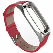 КожаныйремешокдляXiaomiMiBand2Red/SilverMiJobs
