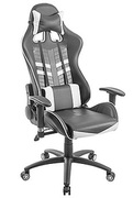 LumiGamingChairwithHeadrest&LumbarSupportCH06-6,Black/White,2DArmrest,350mmBlackPaintingMetalBase,60mmNylonCaster,80mmClass3GasLift,WeightCapacity150Kg