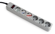 SurgeProtectorGembirdSPG6-B-6C,6Sockets,1.8m,upto250VAC,16A,safetyclassIP20,Grey