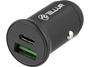 USBCarCharger-TellurFCC72xDC12-24V,1xUSBType-AQC3.0,1xUSBType-CPD,PD60W,QC30W,Aluminium,BlackTLL151251