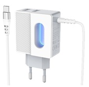 "HocoC75Imperiousdualportcharger(Type-C)Input:100-240V~50/60HzMax0.6AOutput:5.0V-2.0AStandardUSBinterface-PluganduseWhite"