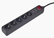 SurgeProtectorGembirdSPG5-C-15,5Sockets,4.5m,upto250VAC,16A,safetyclassIP20,Black