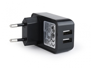 UniversalUSBCharger-GembirdEG-U2C2A-01,2xUSB-5V/2.1A,Input:110/240V,Black