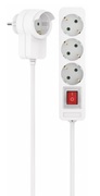 Hama223081PowerStrip,3-Way,Switch,AdditionalSocketonPlug,1.4m,white
