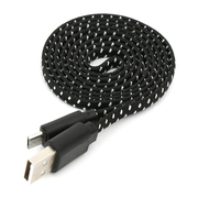 OmegaOUFBFCBFabricbraidedmicroUSBtoUSBflatcable,1m,black