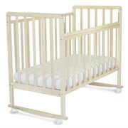 110119КроватьдетскаяСКВ-1(опуск.планка,колеса,качалка,накладкаПВХ,бежевый)размерложа1200х600мм