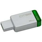 16GBUSB3.1FlashDriveKingstonDataTravaler"DT50",Silver/Green,Metallic,Capless(DT50/16GB)