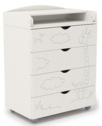 700261КомодСКВ,Жираф,4ящика,колеса,белый