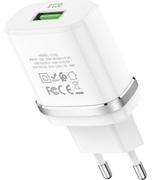 "HocoSmarttraveladapter,QC3.0+Type-Ccable,C12QInput:100-240V~50/60HzMax0.6AOutput:5.0V-2.0AStandardUSBinterface-PluganduseWhite"