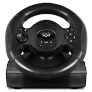SVENGC-W300RacingWheel,Rubbercoatingofthewheelforcomfortabledriving,Twoaxes,D-Pad,10additionalbuttons,Vibrationfeedbackfunction,USB,Black