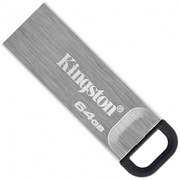 64GBUSB3.2FlashDriveKingstonDataTravelerKyson,Silver,MetalCase,KeyRing(DTKN/64GB)