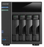 4-bayNASServerASUSTOR"AS6104T",IntelCeleronN3050(Dual-Core)1.6-2.16GHz,2GBDDR3L(Max.8GB),2.5"/3.5"SATAx4(HotSwap),USB3.0x3,USB2.0x2,eSATAx2,GigabitLANx2,HDMI,S/PDIF,AES-NI,Hard.transcoding,IR,Surveillance:<25(4Free)