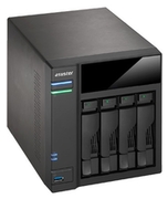 4-bayNASServerASUSTOR"AS6104T",IntelCeleronN3050(Dual-Core)1.6-2.16GHz,2GBDDR3L(Max.8GB),2.5"/3.5"SATAx4(HotSwap),USB3.0x3,USB2.0x2,eSATAx2,GigabitLANx2,HDMI,S/PDIF,AES-NI,Hard.transcoding,IR,Surveillance:<25(4Free)
