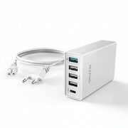 Pazzimo117403ChargingStation,5-way,(1xQC3.0,1xUSBType-C,3xUSB),8A,White