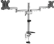 BrateckLDT15-C024AluminumArticulatingPreconfiguredMonitorArmfor2monitors,13"-32",+90°~-40°tilt;+90°~-90°swivel;360°rotate,VESA:75x75,100x100,ArmExtend:468mm,Clampthickness:10-85mm,Maxloadcapacity8Kg