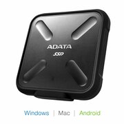 1.0TB(USB3.1/Type-C)ADATAPortableSSD"SD700",Black(84x84x13mm,75g,R/W:440/430MB/s,IP68)