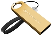 64GBUSB2.0FlashDriveTranscend"JetFlash520",Gold,MetalCase,KeyRing(R/W:19/9MB/s)