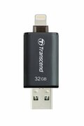 ФлешкаTranscendJetDriveGo300,32GB,Lightning+USB3.1,BlackPlating,Classic