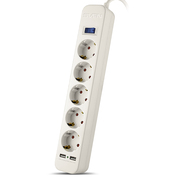 SurgeProtectorSVENSF-05LU,5Sockets+2USB(2,4A),3.0m,White,colorbox