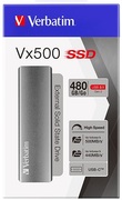 M.2ExternalSSD480GBVerbatimVx500USB3.1Gen2,SequentialRead/Write:upto500/430MB/s,Windows®,Mac,PS4andXboxOnecompatible,Light,Portable,Durable,Ultra-compactaluminumhousing,Lowpowerconsumption