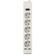 SurgeProtectorSVENSF-05LU,5Sockets+2USB(2,4A),3.0m,White,colorbox