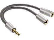 Hama106334Adapter"AluLine",3.5mmjack,plug-2xsocket,stereo