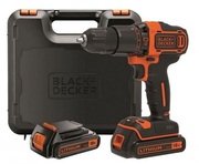 HammerDrill/DriverBlack+Decker(BDCHD18KB-QW)18VLi-Ion2x1.5Ah+Kitbox,LED,2Speed0-1400rpm